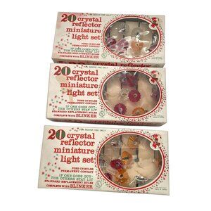 IMC Christmas Lights Vintage Crystal Reflector Miniature 3 Sets 20 Lights Each
